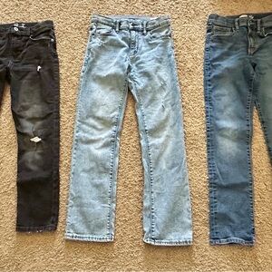 3 Pairs Denim Jeans Boys Size 12 Slim Light Blue Black Jean Straight Leg